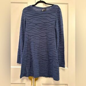 Bisou Bisou Textured Wave Mini tunic Dress – Slate Blue | Size L